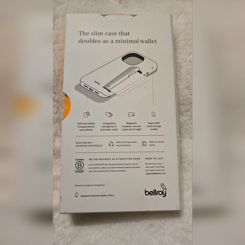 Bellroy Leather Case For iPhone 15 Pro Max (6.7") 3 Card Terracotta New In Box - Picture 5 of 16